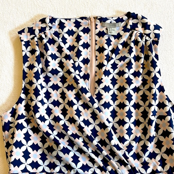 H&M Women's Navy Blue and White Faux Wrap Dress Size 8 - Picture 6 of 15